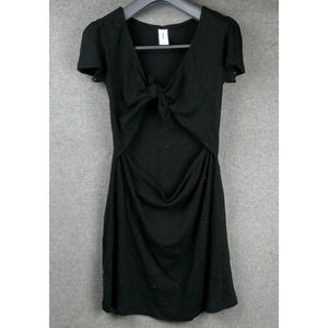 Abound Women's Tie Front Rib Knit Dress Size Small Black NWT